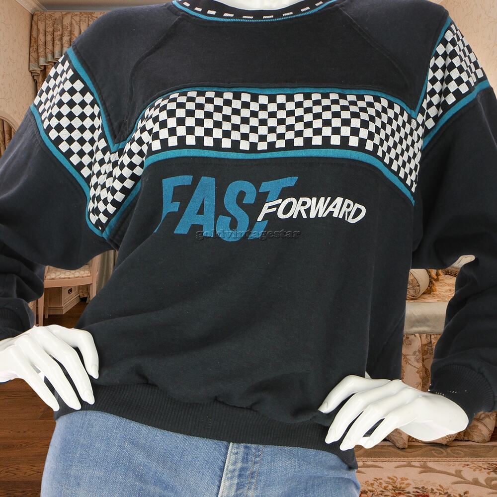 Womens Vintage Racing Check Sweatshirt XL